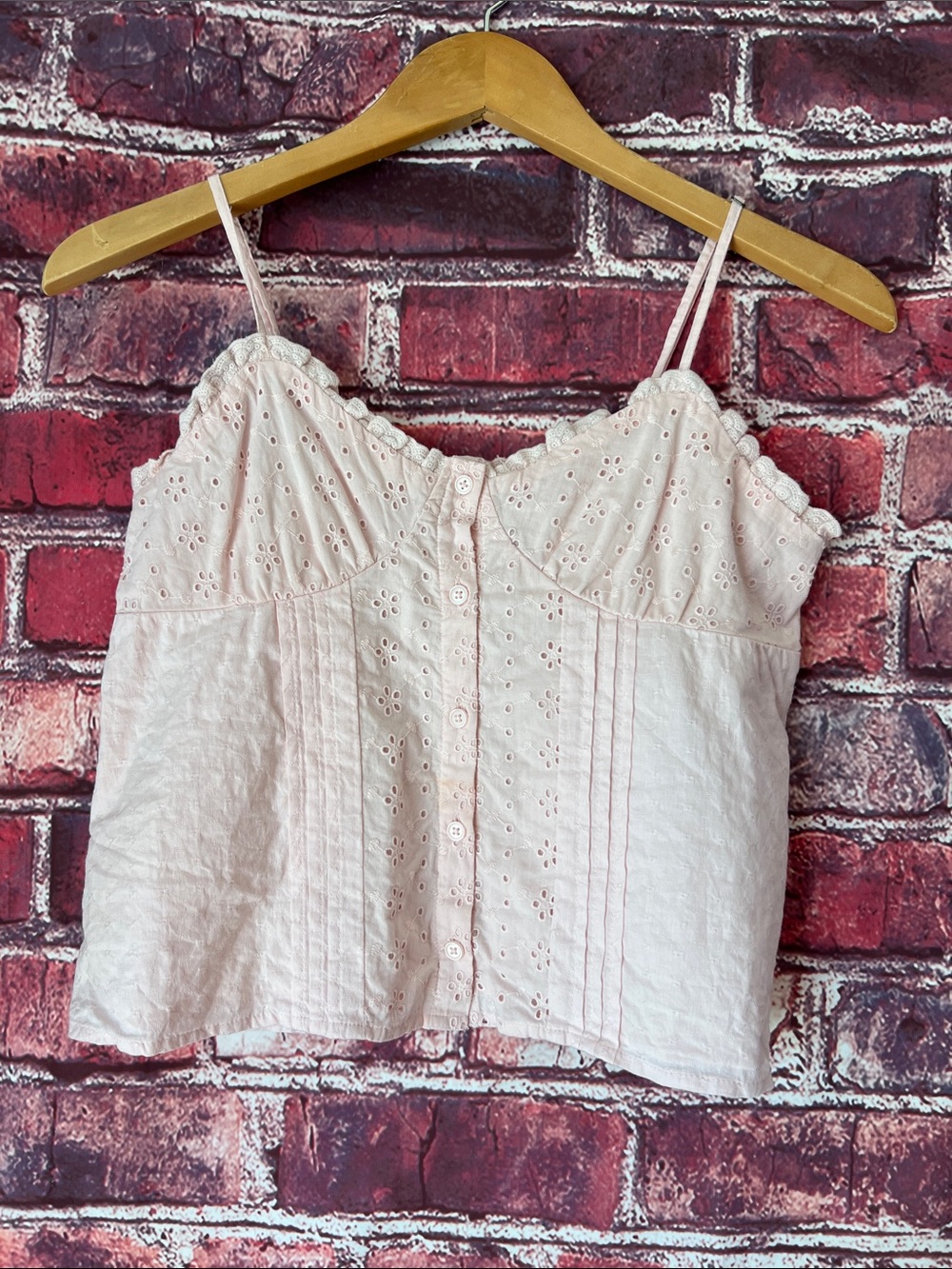 BP Nordstrom Eyelet Lace Corset Cami Tank Top Pale Pink